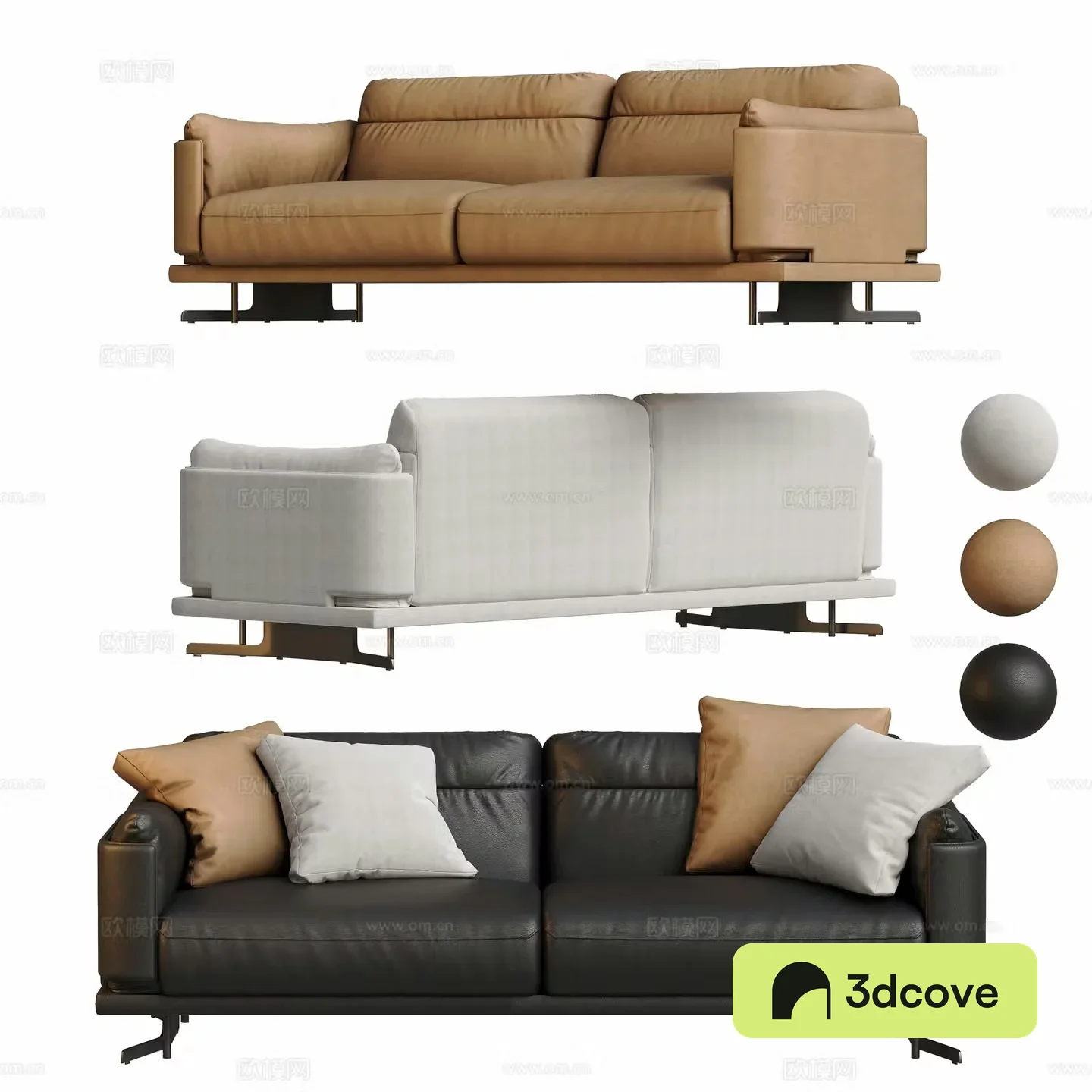 Double sofa leather sofa