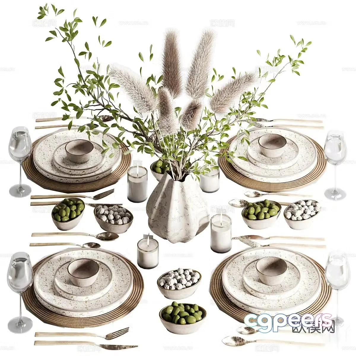New Chinese style wabisa tableware 3D model