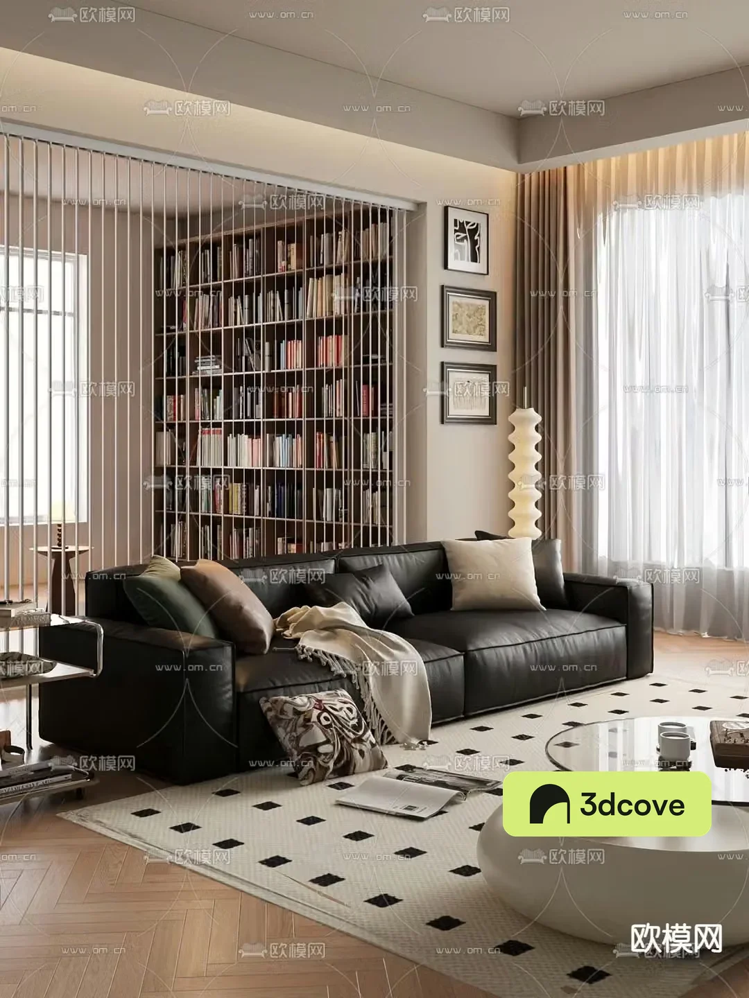 Double sofa leather sofa