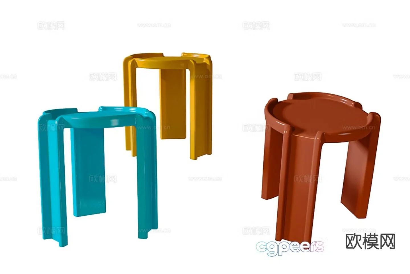 Modern round table side table table table 3d model