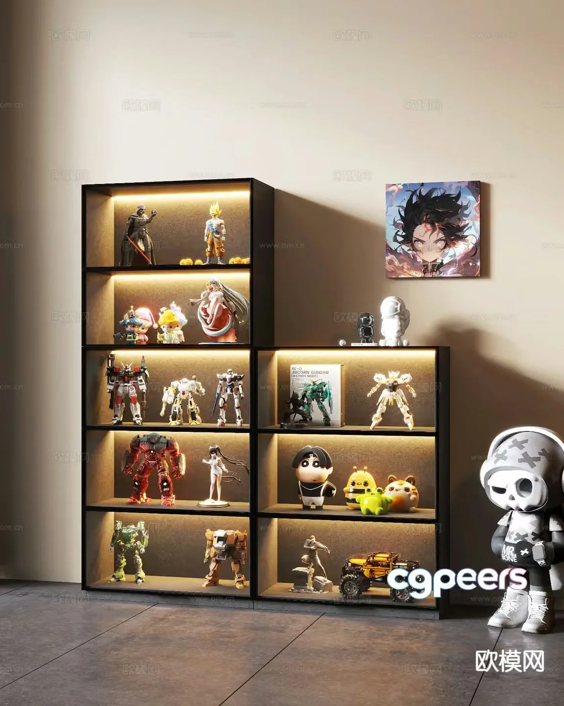 Modern glass figure cabinet display cabinet 3d model