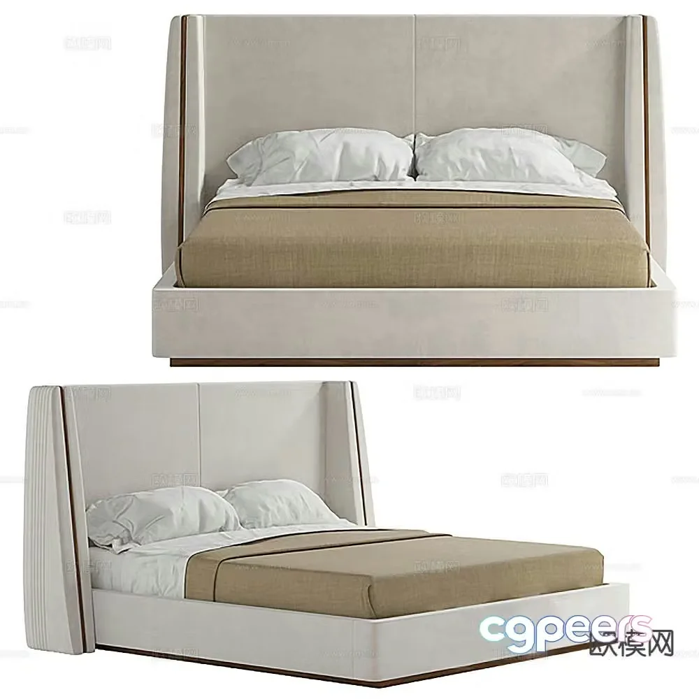 Modern double bed 3d model