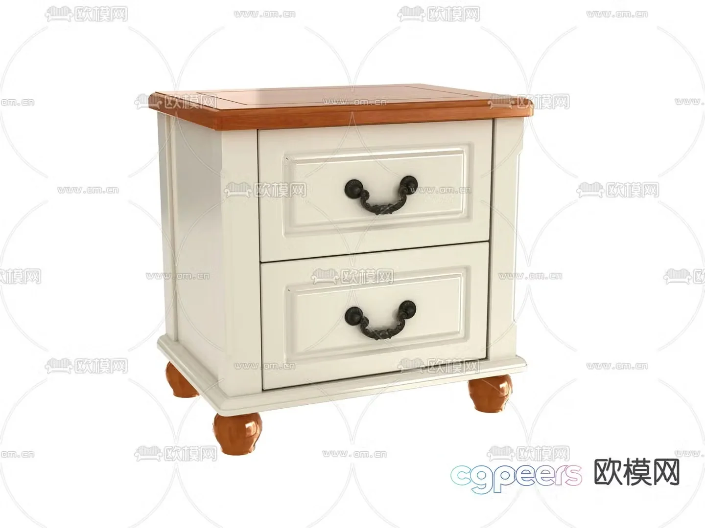 French bedside table 3d model