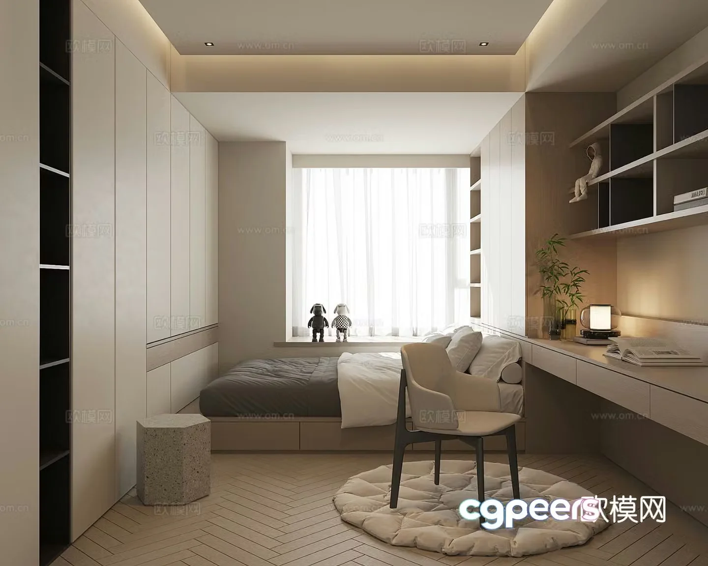 Modern tatami bedroom 3d model