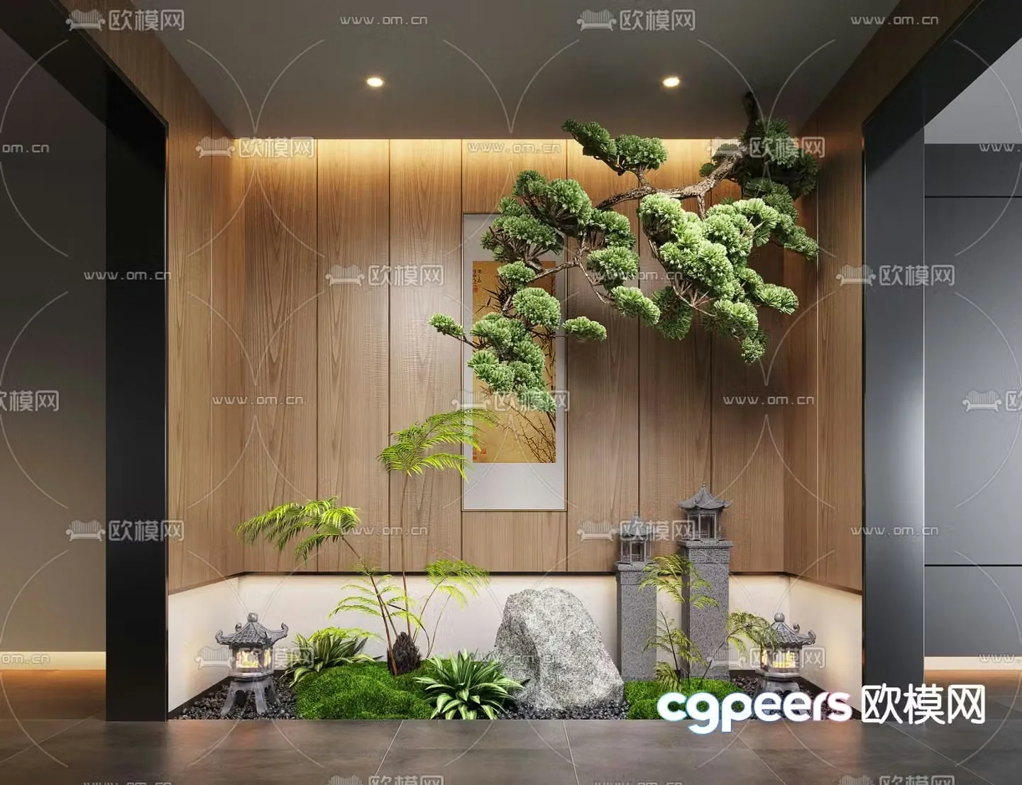 New Chinese style landscaping indoor landscape 3d model