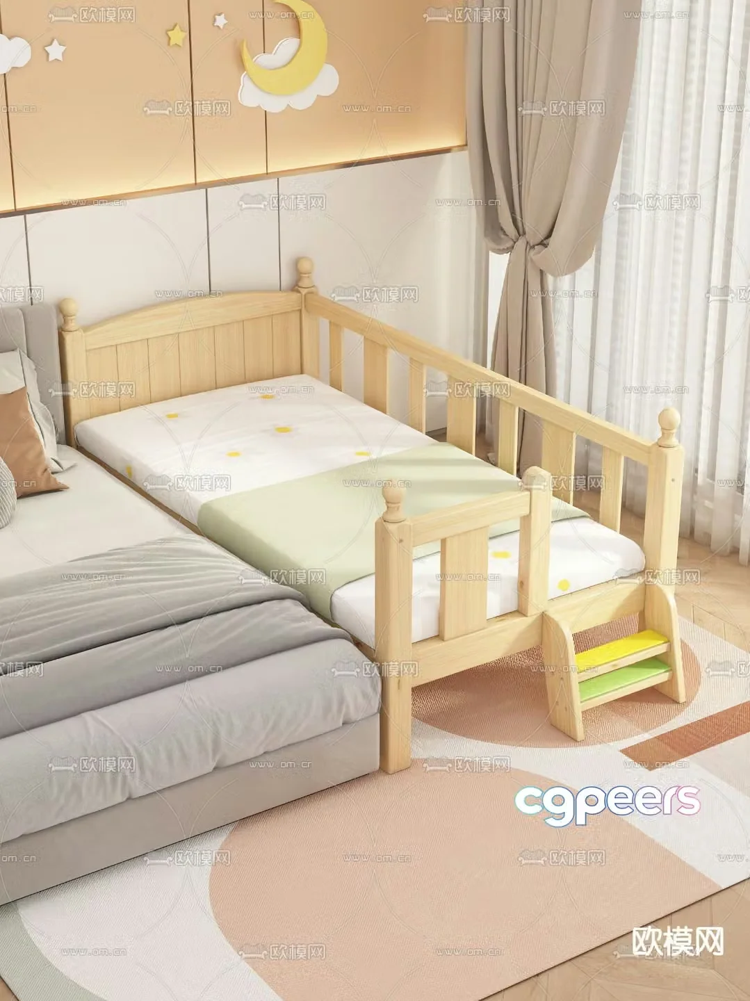 Cream style crib 3d model