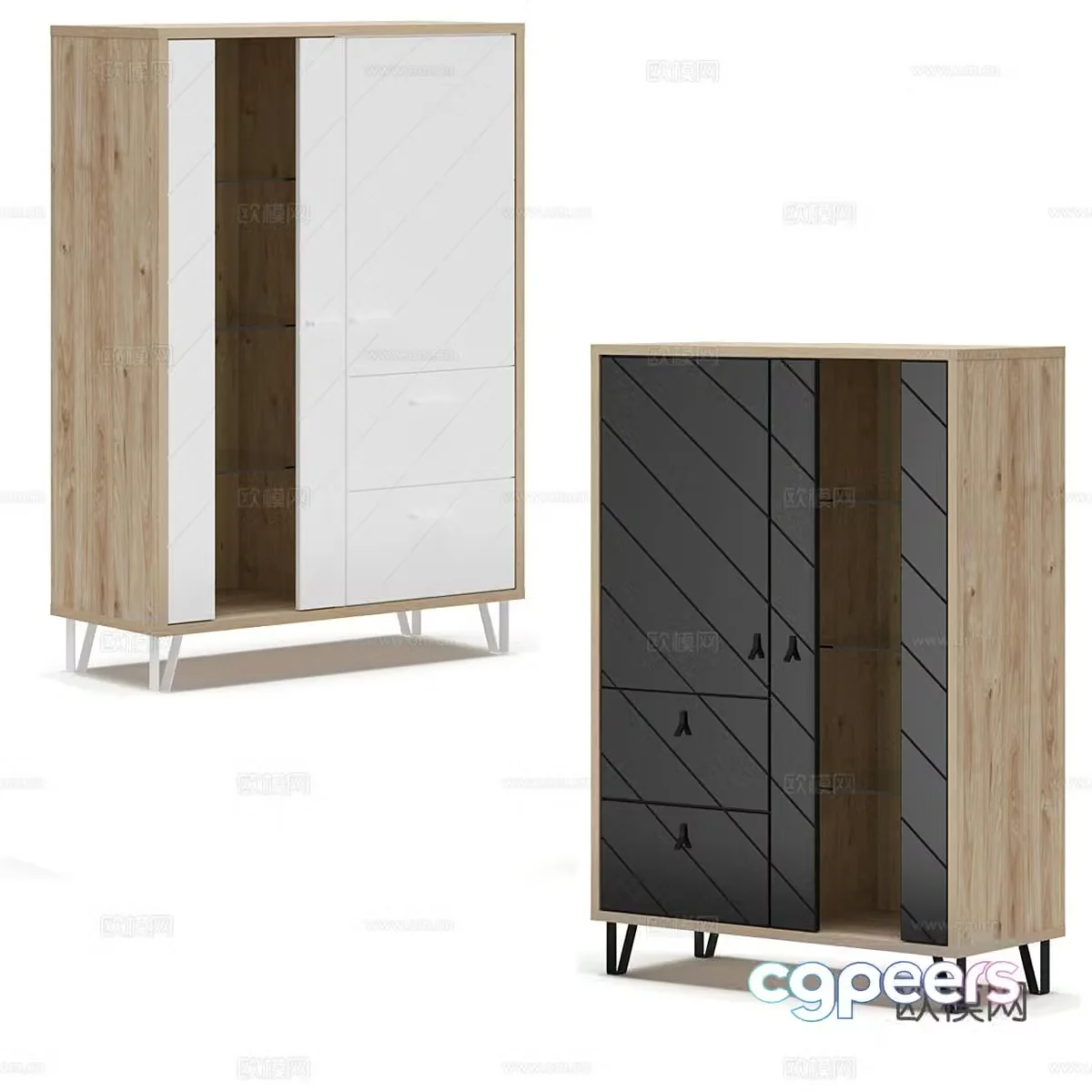 Nordic simple wardrobe wardrobe simple wardrobe bedroom wardrobe wooden wardrobe 3d model