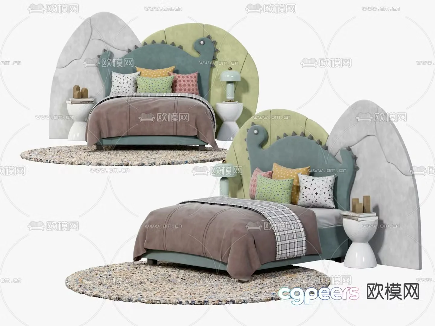 Modern cartoon children’s bed single bed 3d model