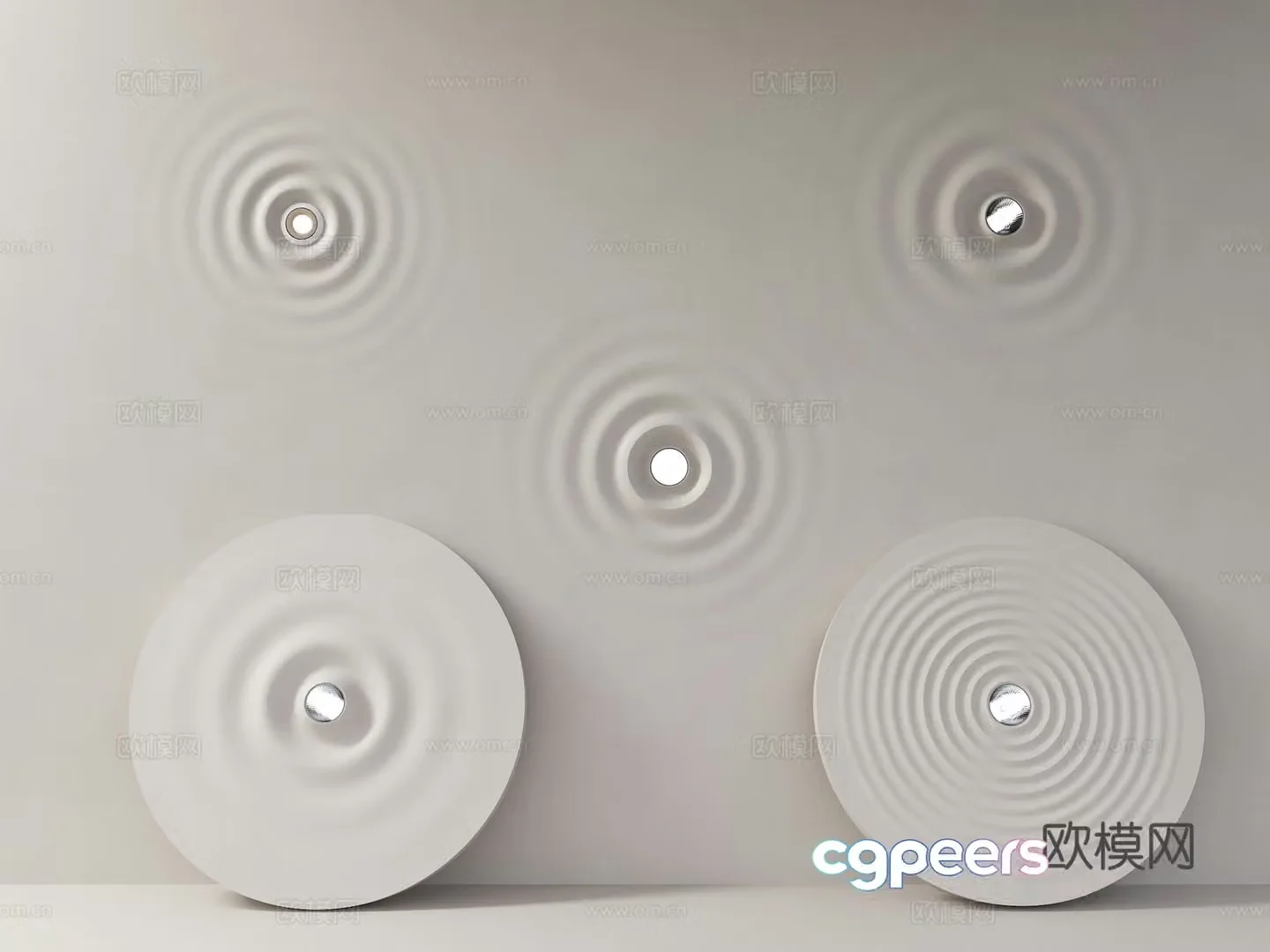 Water corrugated lamp projection Flos corrugated downlight spotlight embedded gypsum board downlight spotlight simple 3d model