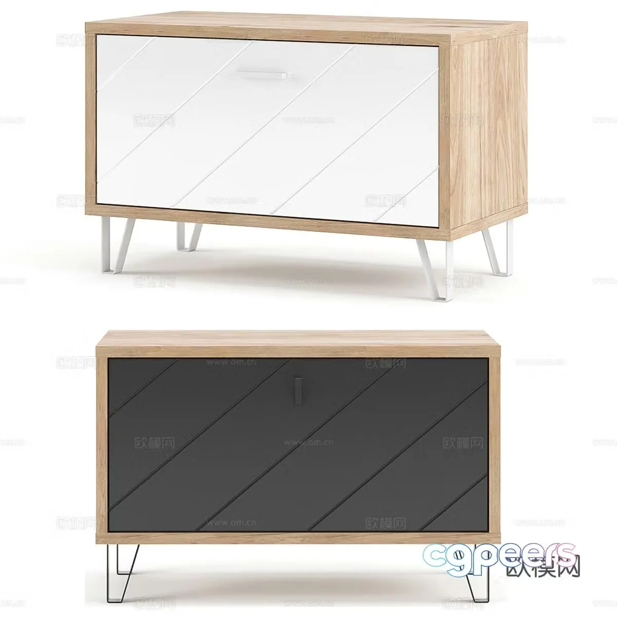 Nordic simple bedside table bedside table simple bedside table wooden bedside table low cabinet 3d model