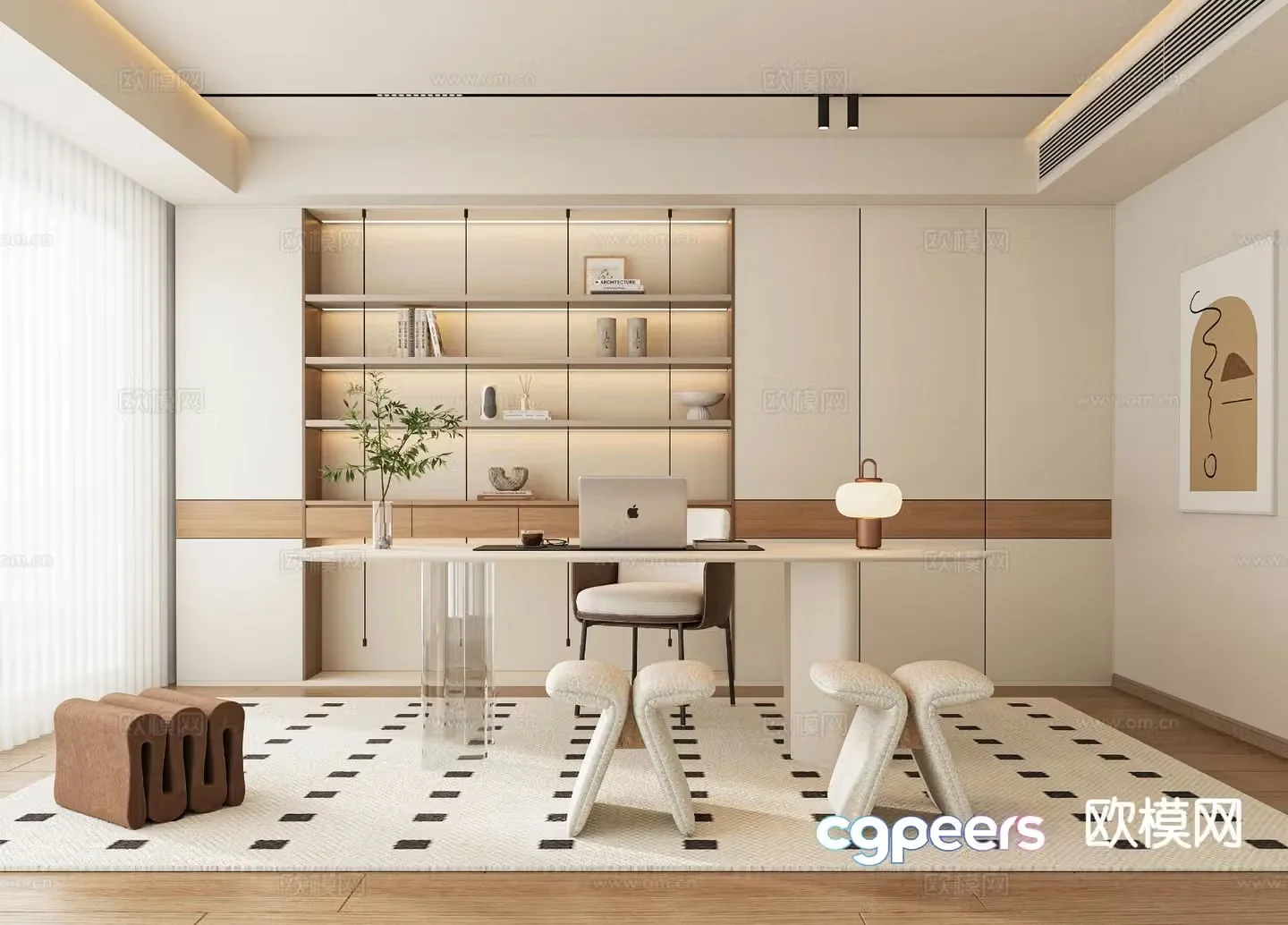 Cream style study 3d model