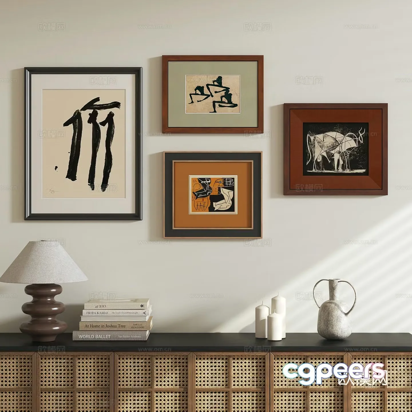 Middle-aged style hanging paintings decorative paintings 3D model