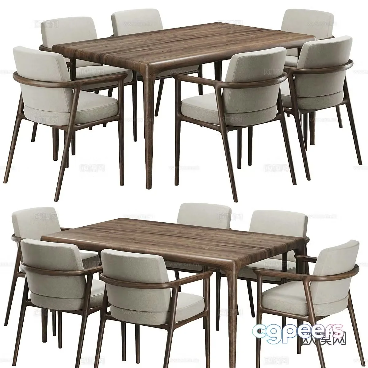 New Chinese dining table and chair 3D model