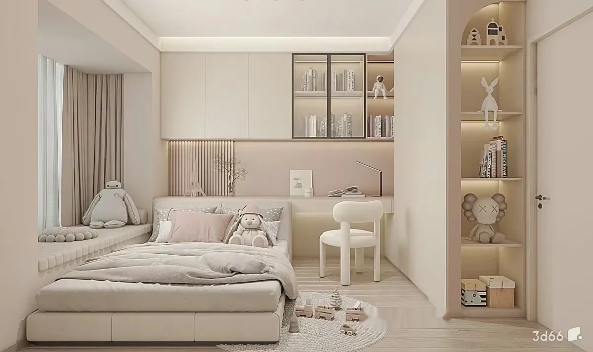 Modern Light-Colored Bedroom 3D Model – 23022 – VRAY Render