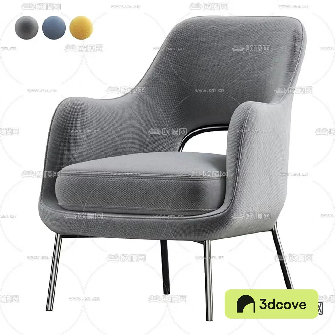FLEXFORM gray cloth lounge chair