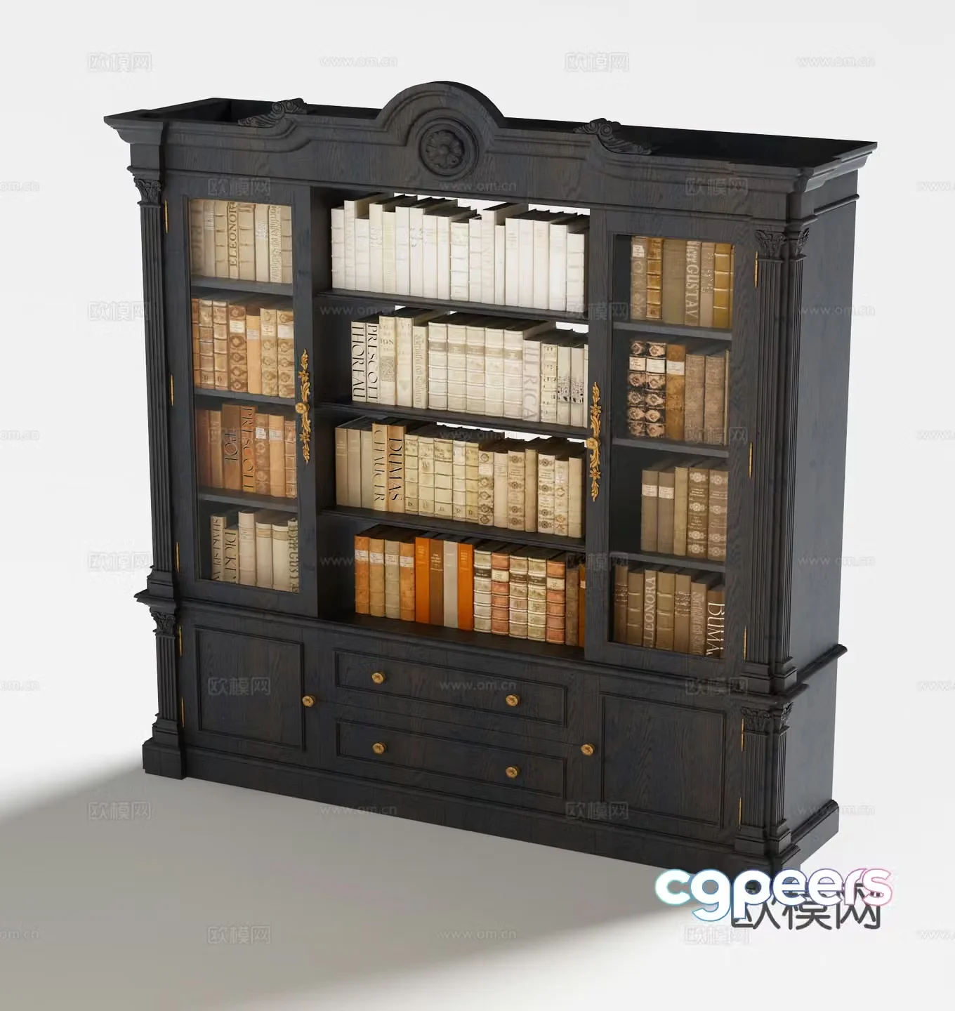 American bookcase 3d model