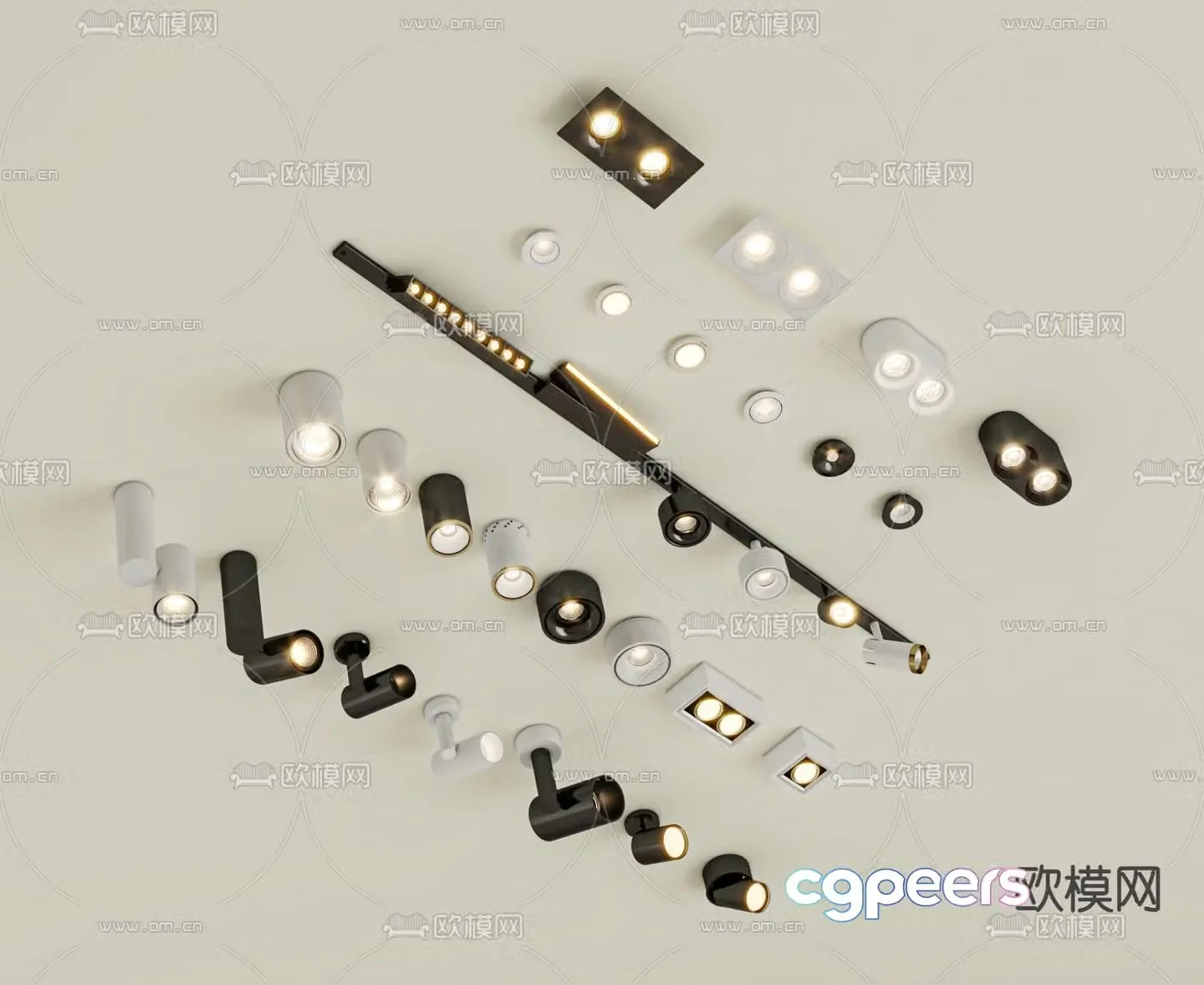 Downlight spotlight track light magnetic light 3d model