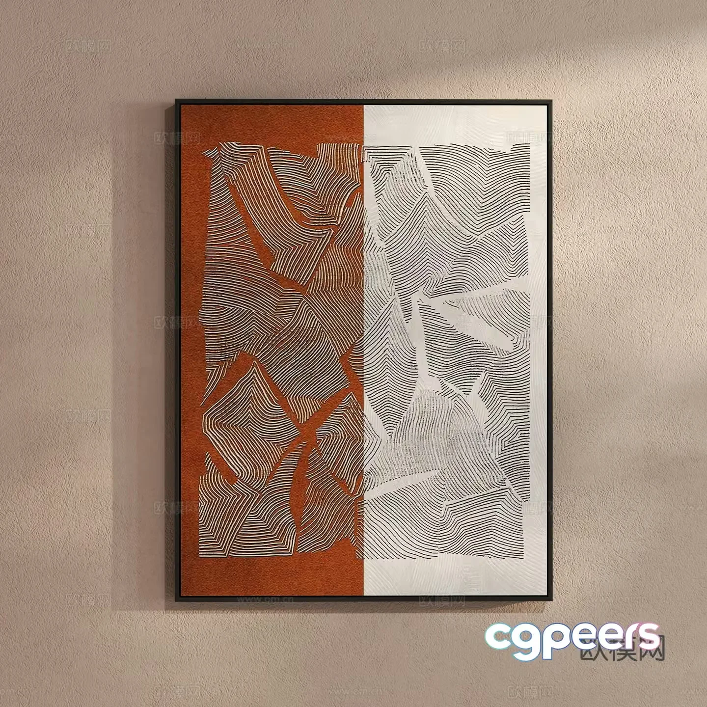 Modern texture painting decorative painting 3d model