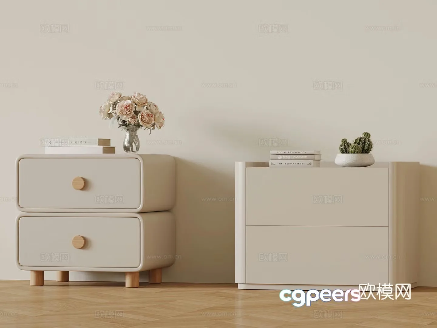Creamy nightstand ornaments Decorative 3d model