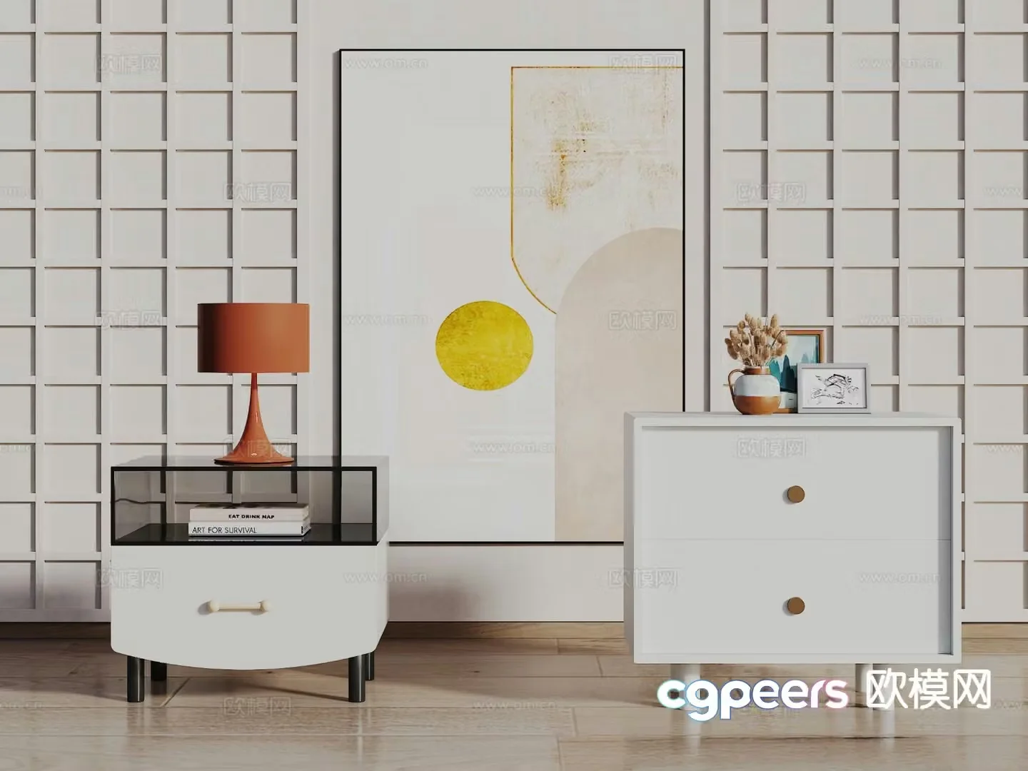 Modern bedside table 3d model
