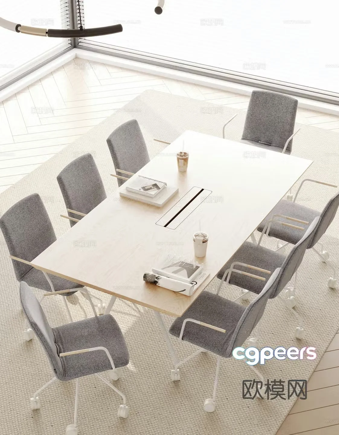 Modern conference table and chair 3D model