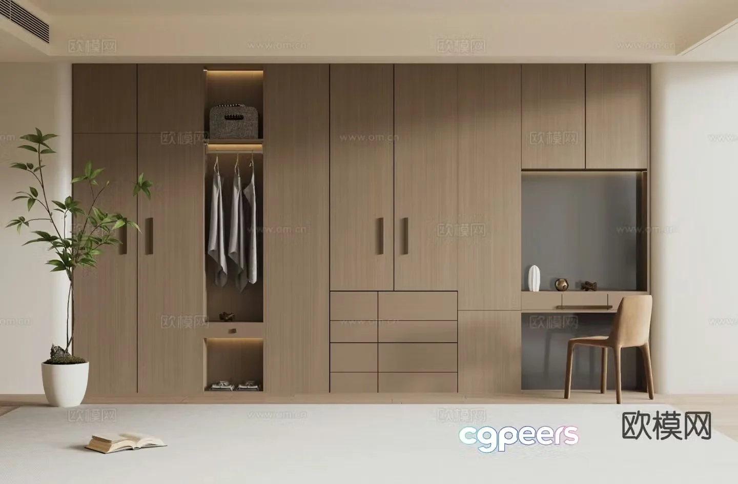 modern wardrobe wooden wardrobe 3d model