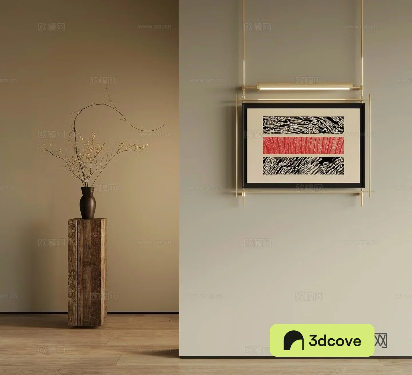 Middle-aged style hanging paintings and decorative paintings green plant potted plants 3D model