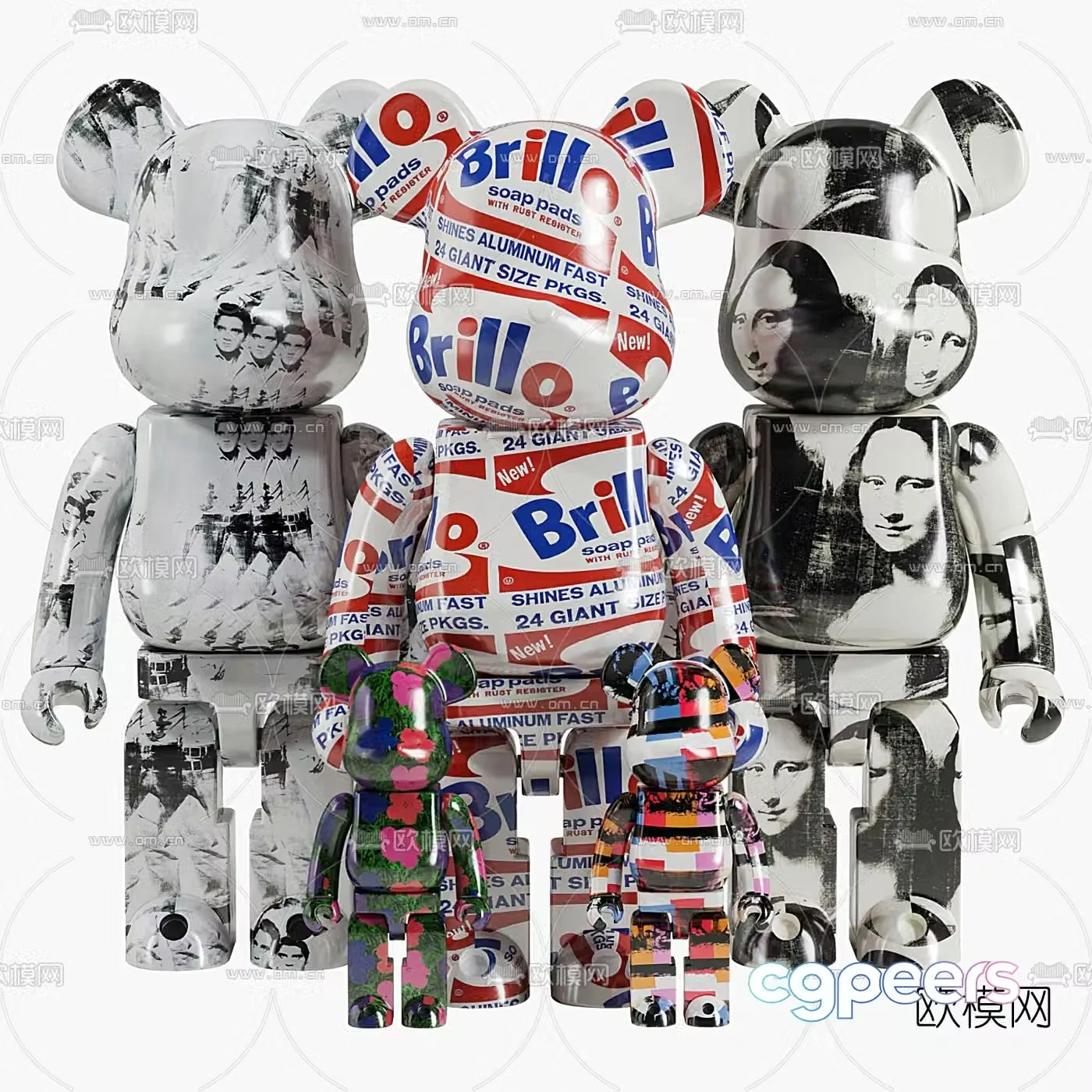 Modern trendy violent bear doll ornaments 3D model