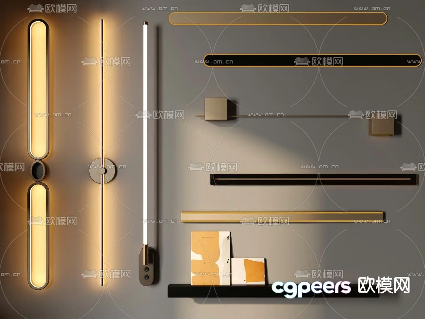 Light luxury wall lamp linear wall lamp strip wall lamp 3D model