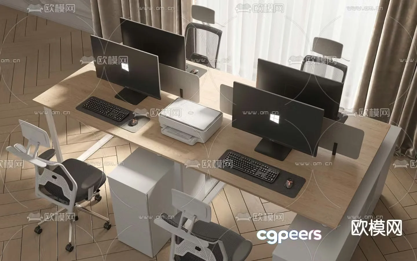 desk post workstation 3d model