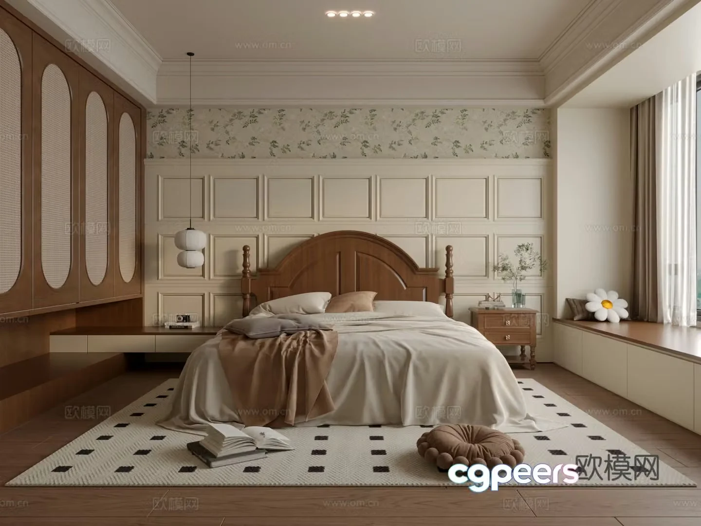 French retro bedroom 3d model
