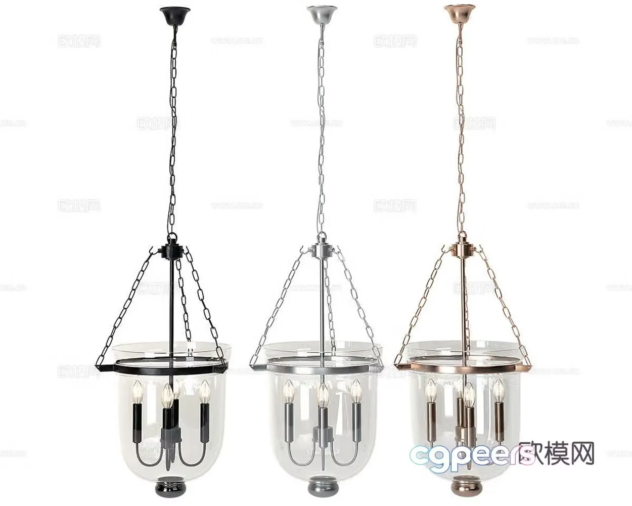Simple European glass chandelier 3d model