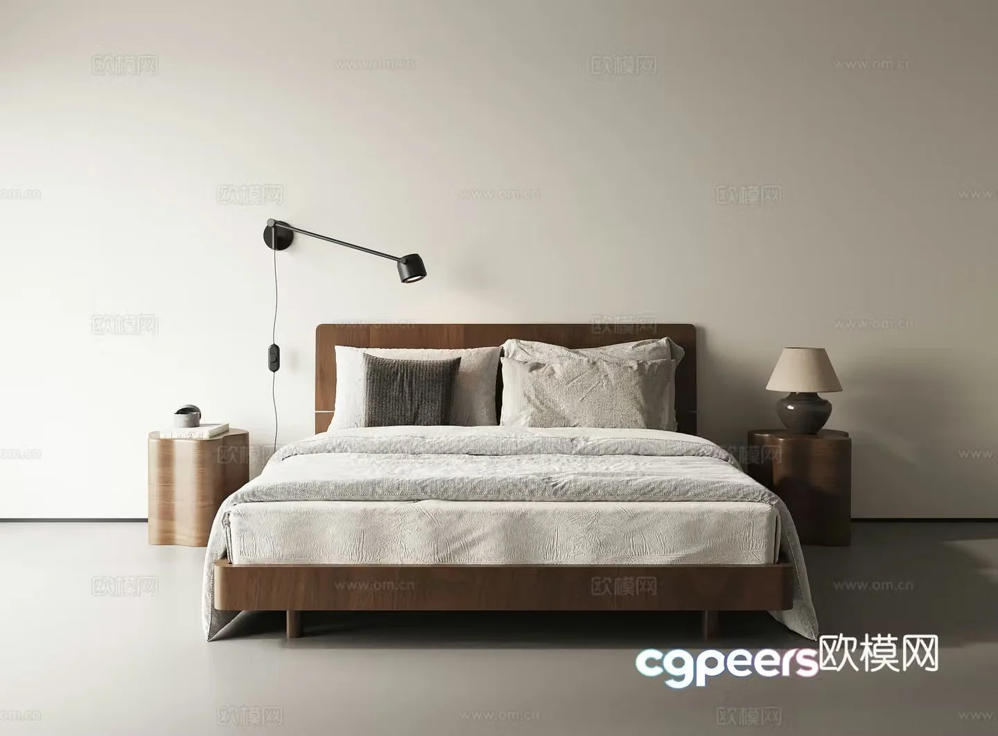 Middle-aged double bed 3d model