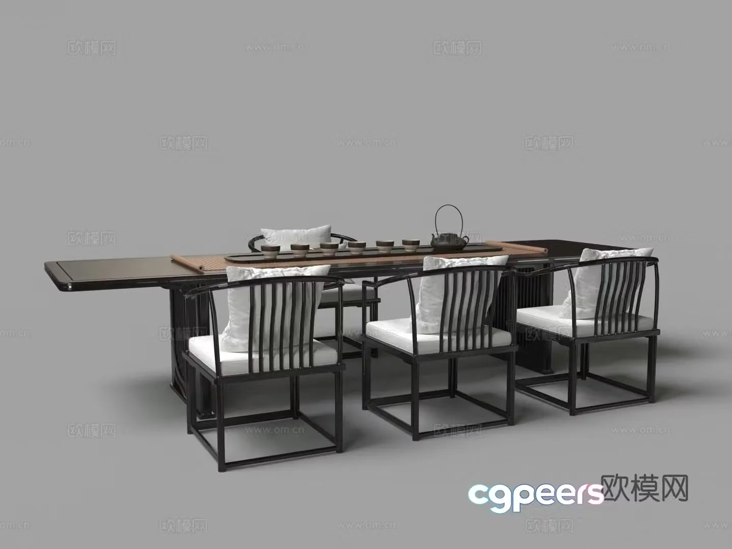 Chinese tea table and chair 3D model