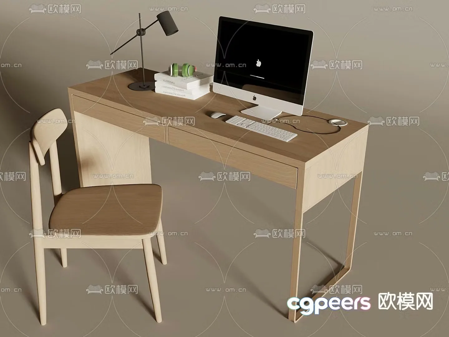 desk computer desk study table 3d model