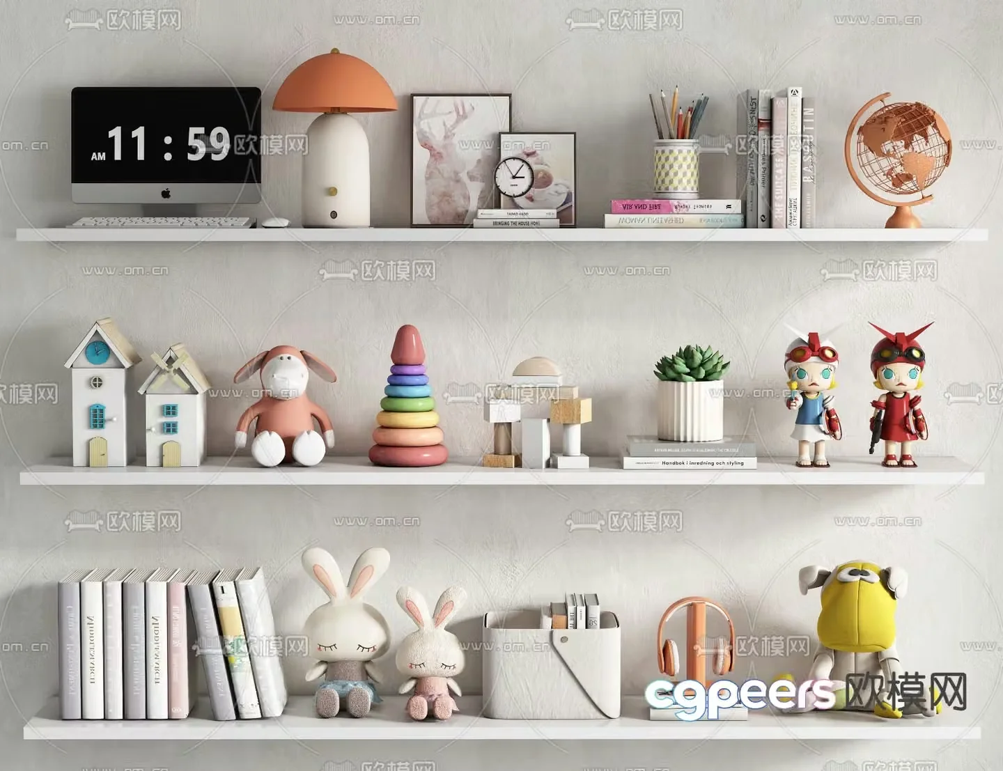 Children’s decorations ornaments dolls books 3d model