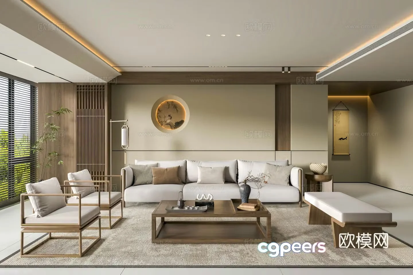 New Chinese style medieval style living room Song style living room 3D model