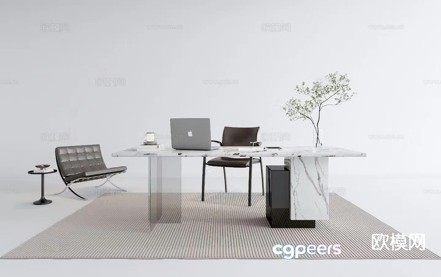 modern desk desk 3d model