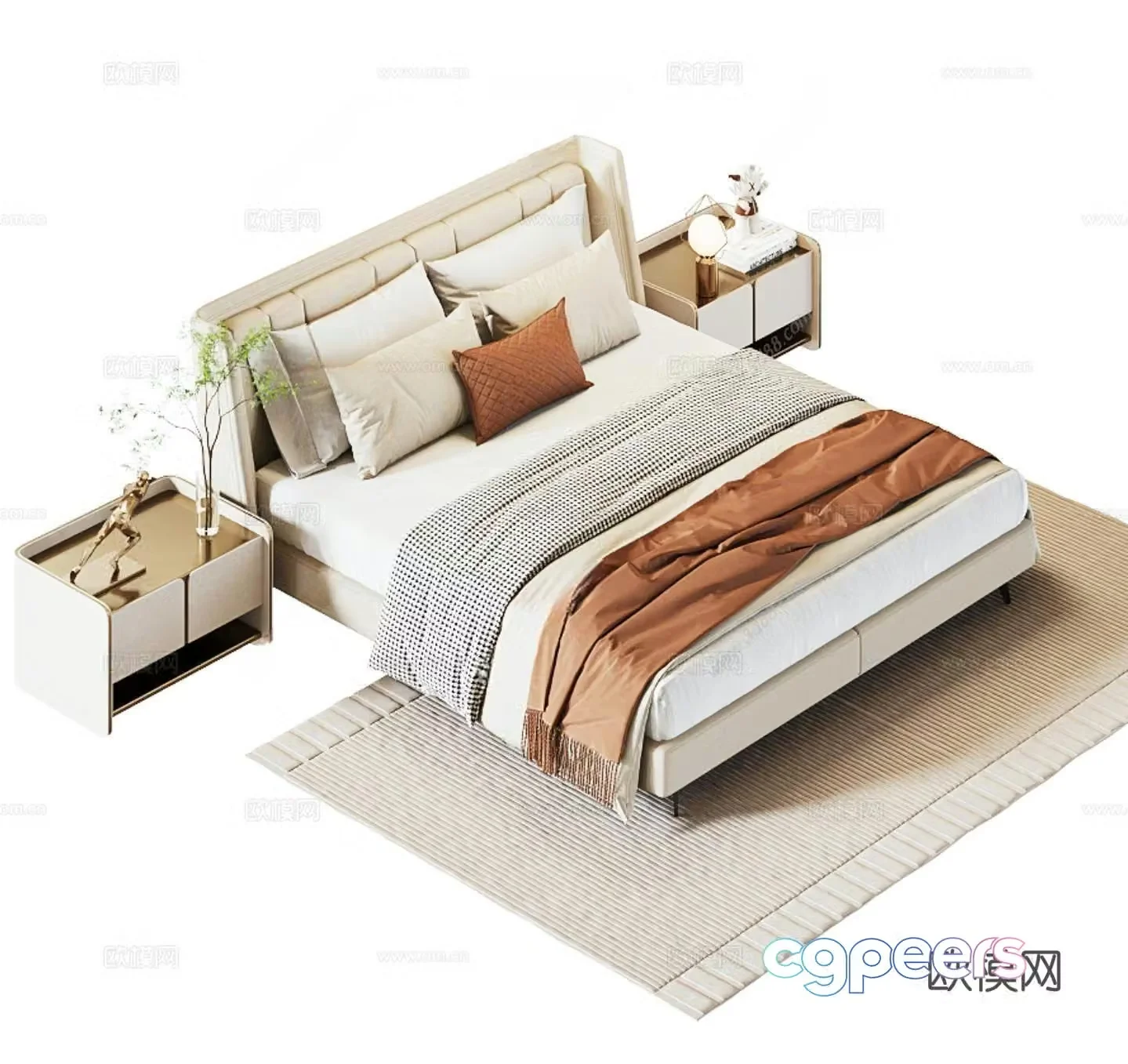 Modern double bed 3d model