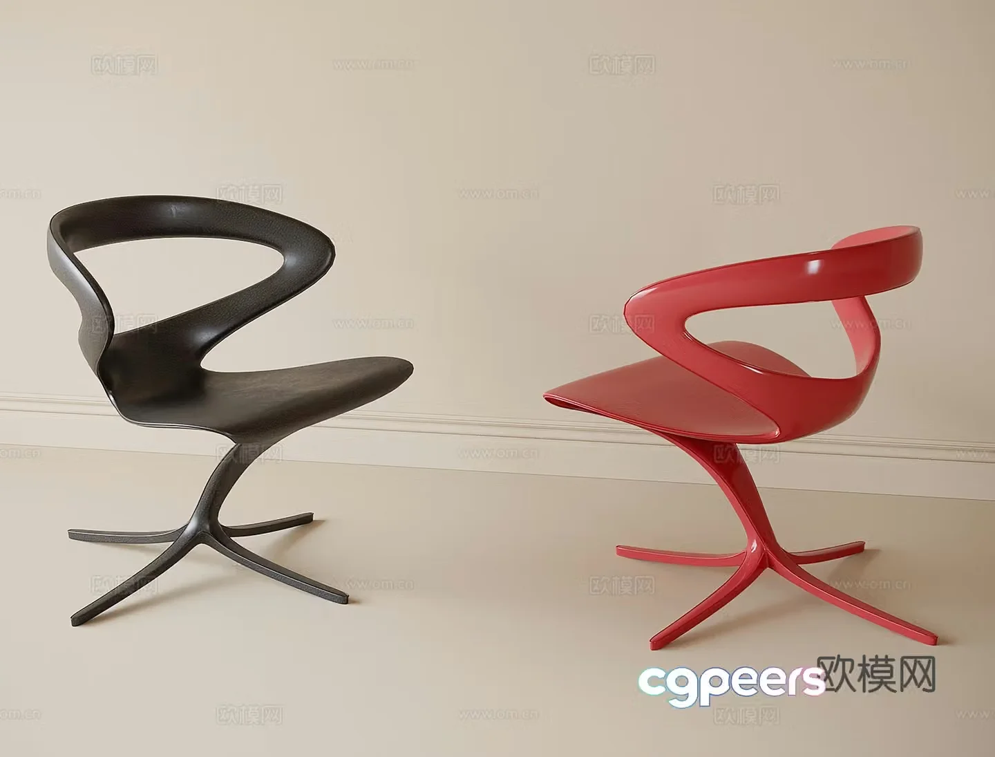 Modern single chair dining chair book chair tea chair 3d model
