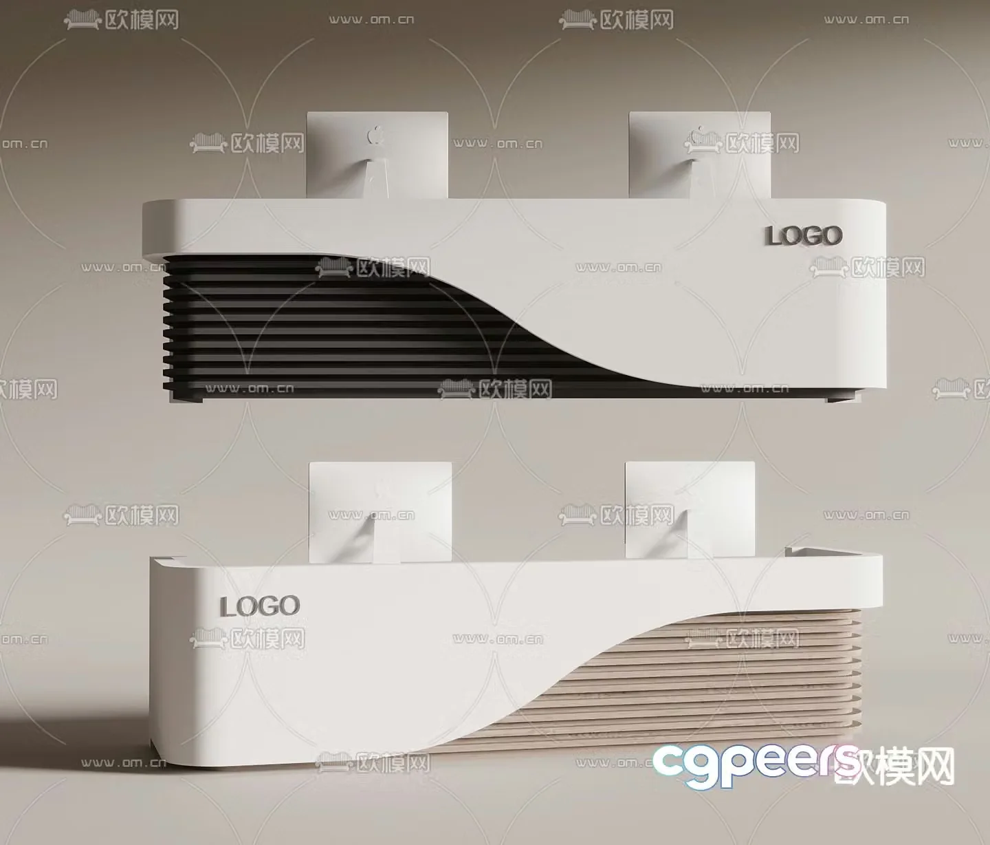 Front desk reception desk service desk 3d model