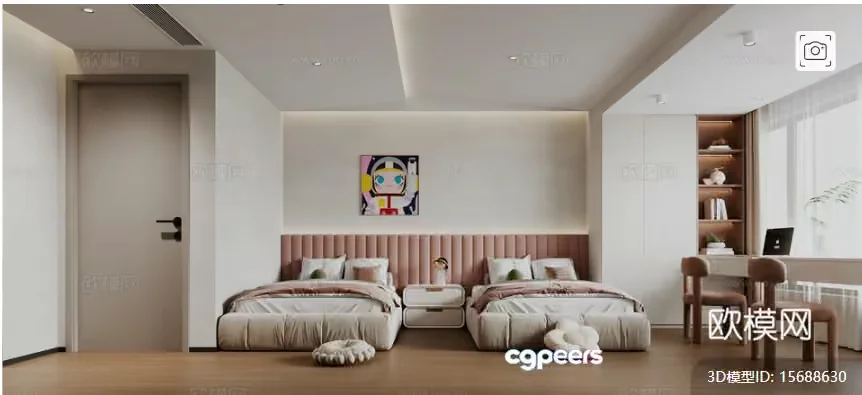 Modern 3D Bedroom 3D Model – 146 – VRAY Render