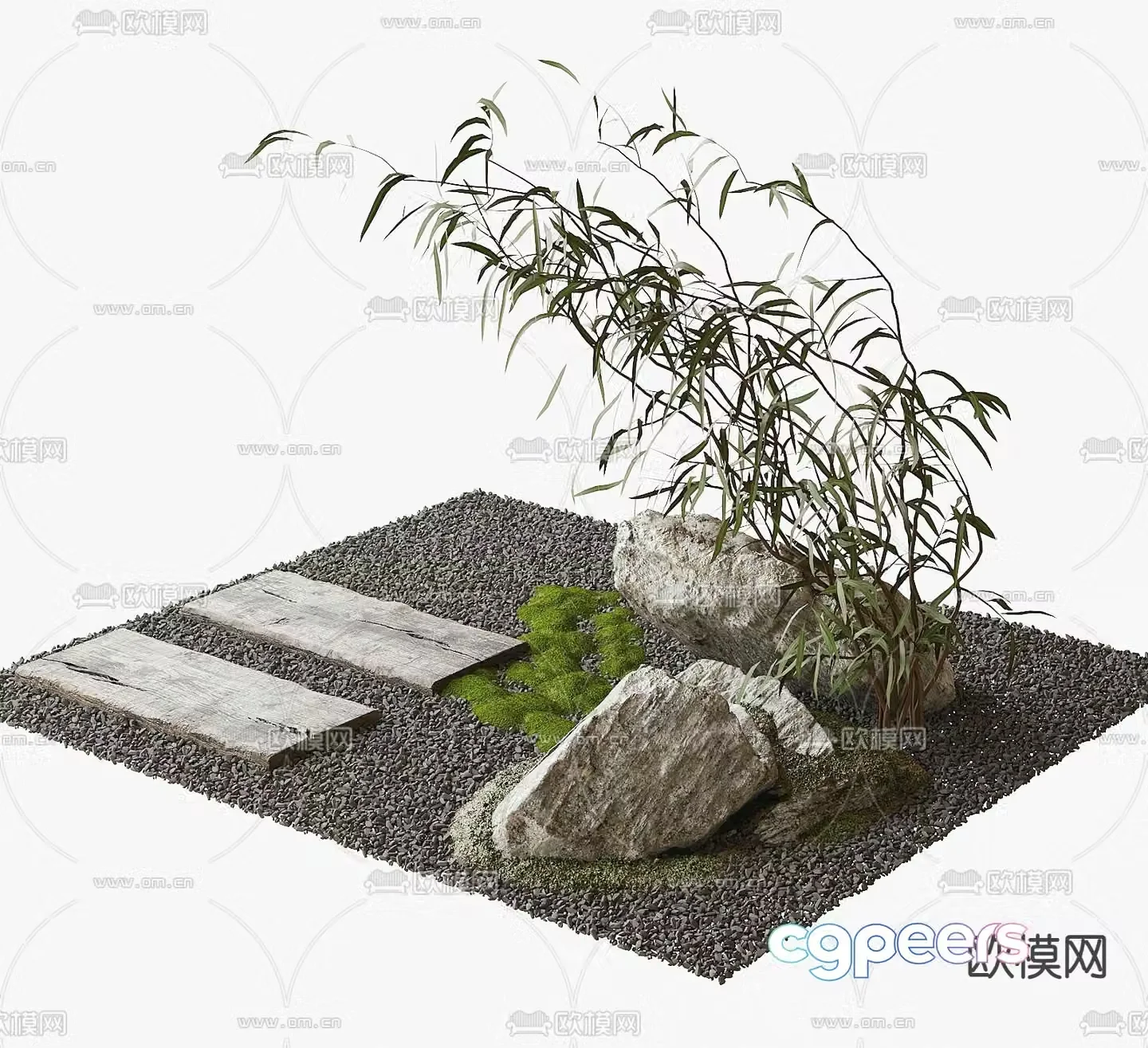 Landscape sketch Tingbu moss stone 3D model