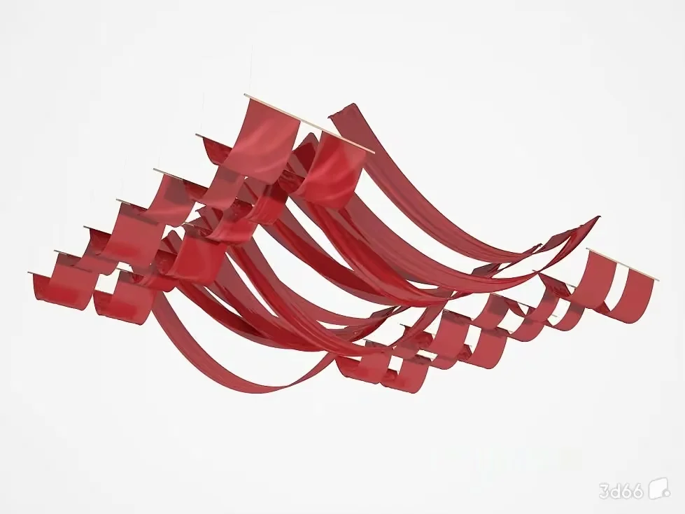 Red Flags On A String 3D Model – 23643 – VRAY Render