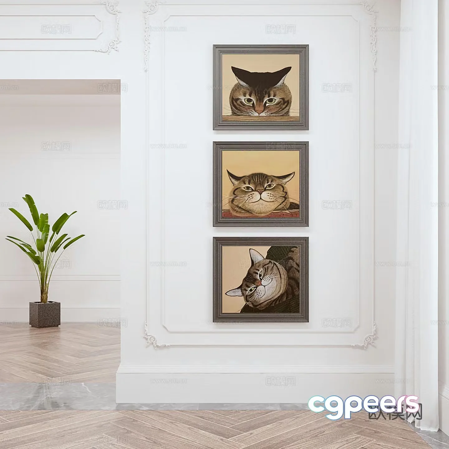 3D model of medieval style decorative painting