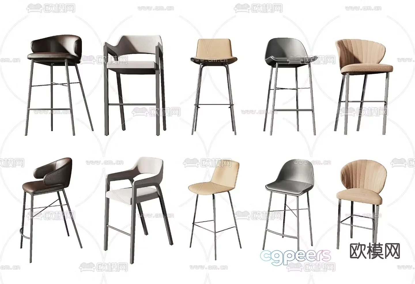 Modern bar stool 3d model