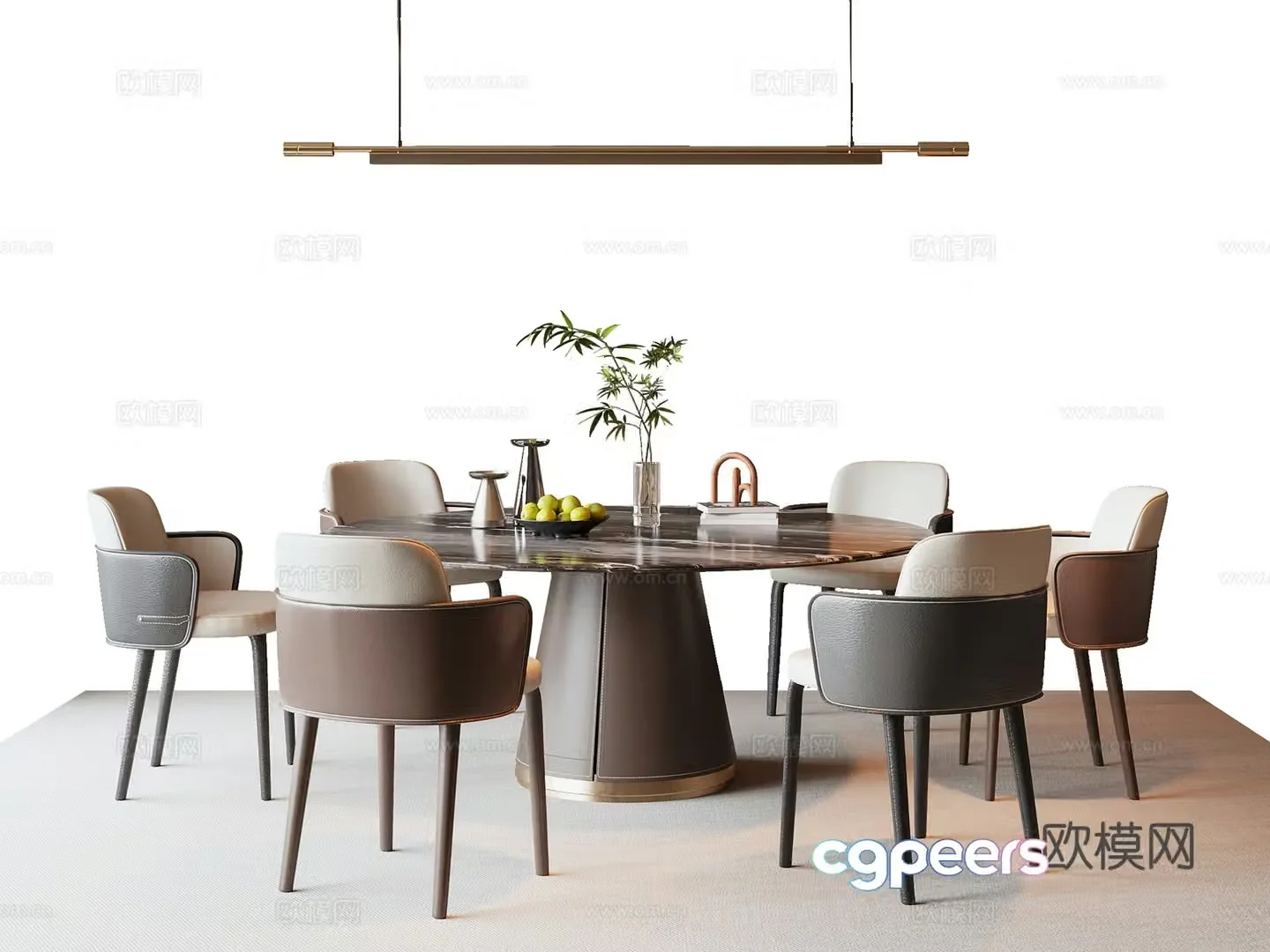Italian dining table and chair 3D model