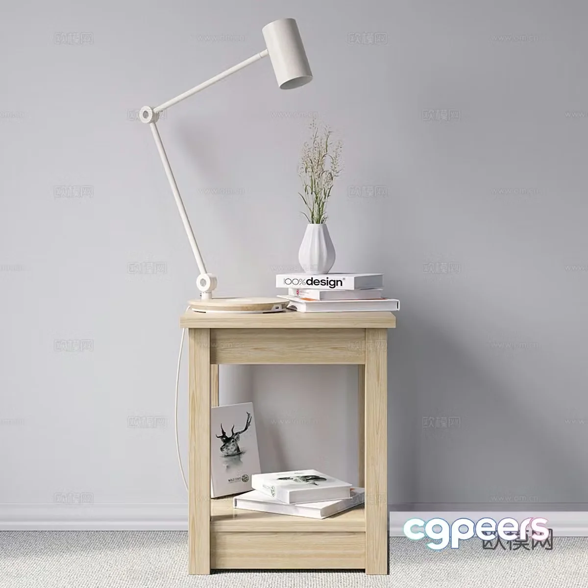 3d model of bedside table with lights