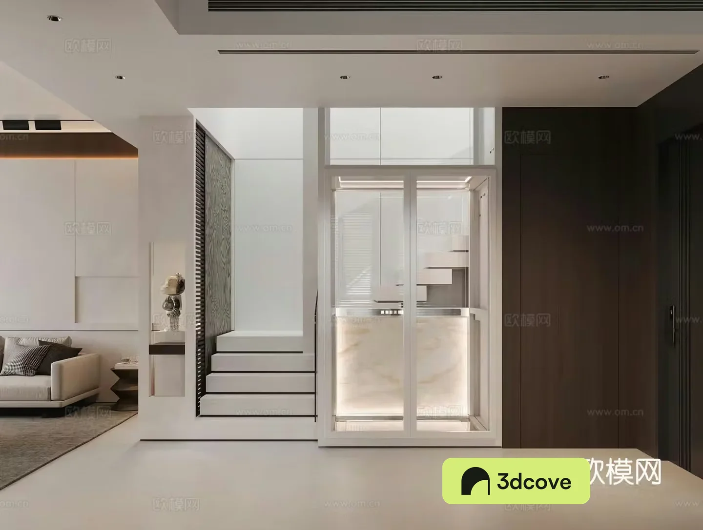 Modern elevator stairwell elevator stairs entrance hallway ornaments decorations