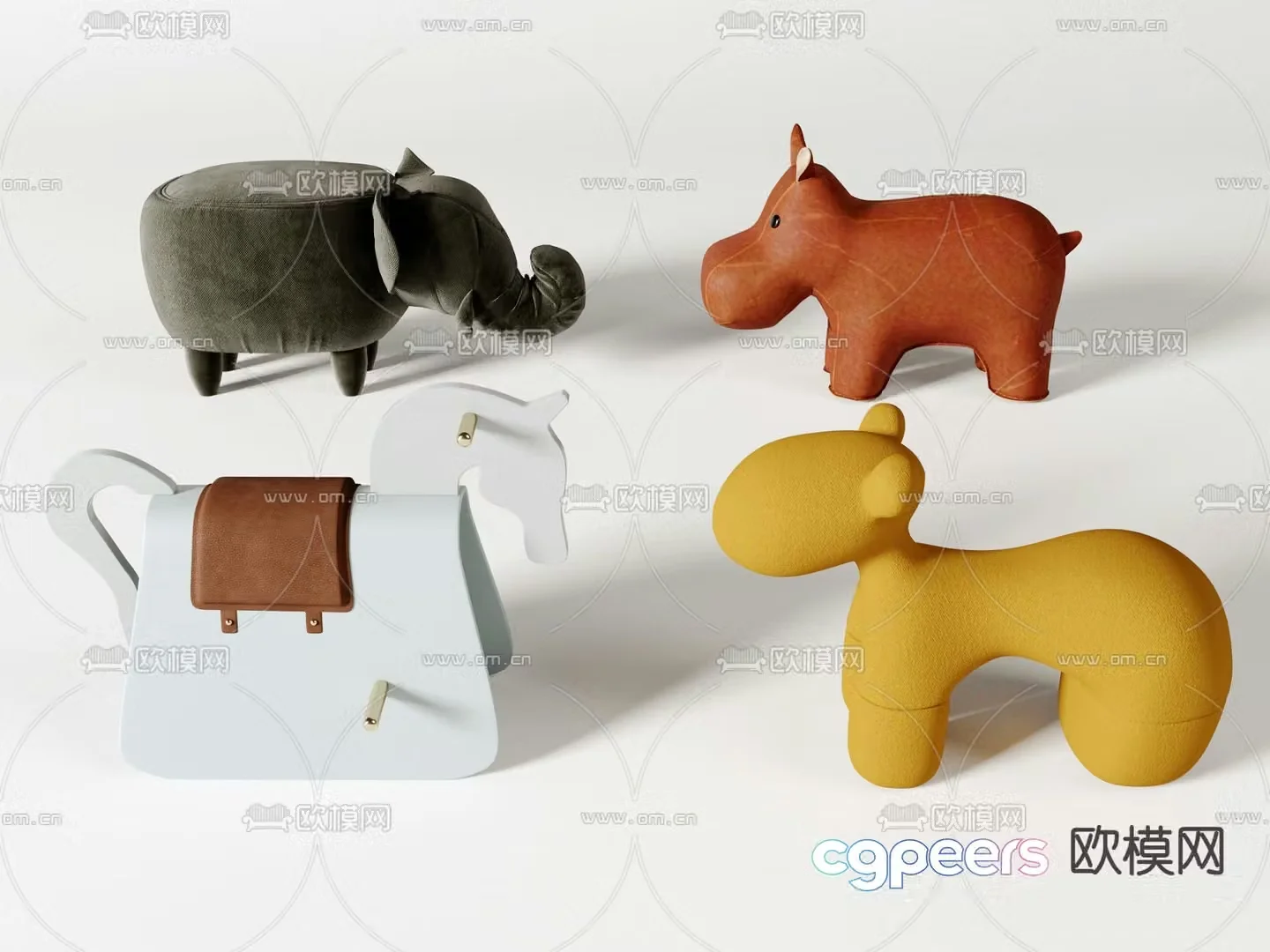 Modern children’s animal shaped stool 3d model
